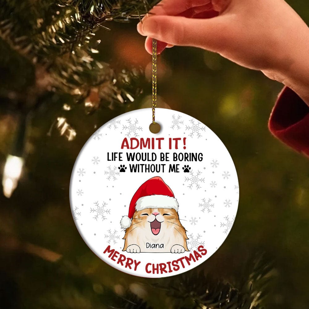 GeckoCustom Personalized Dog Cat Life Would Be Boring Without Me Ceramic Ornament HO82 893172 3 inch