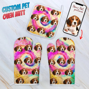 GeckoCustom Personalized Dog Photo With Accessory Pattern Oven Mitt DA199 889068 2 Oven Mitts & 1 Pot Holder (Favorite)