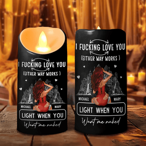 GeckoCustom Personalized F*ck Love You Light When You Want Me Naked LED Candle HA75 891840