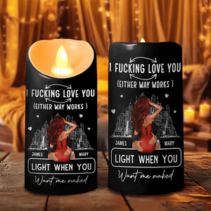 GeckoCustom Personalized F*ck Love You Light When You Want Me Naked LED Candle HA75 891840