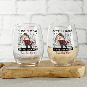 GeckoCustom Personalized Gift Anniversary You're Still Hotter Than This Stemless Wine Glass For Couples LM32 893059 14.5 oz