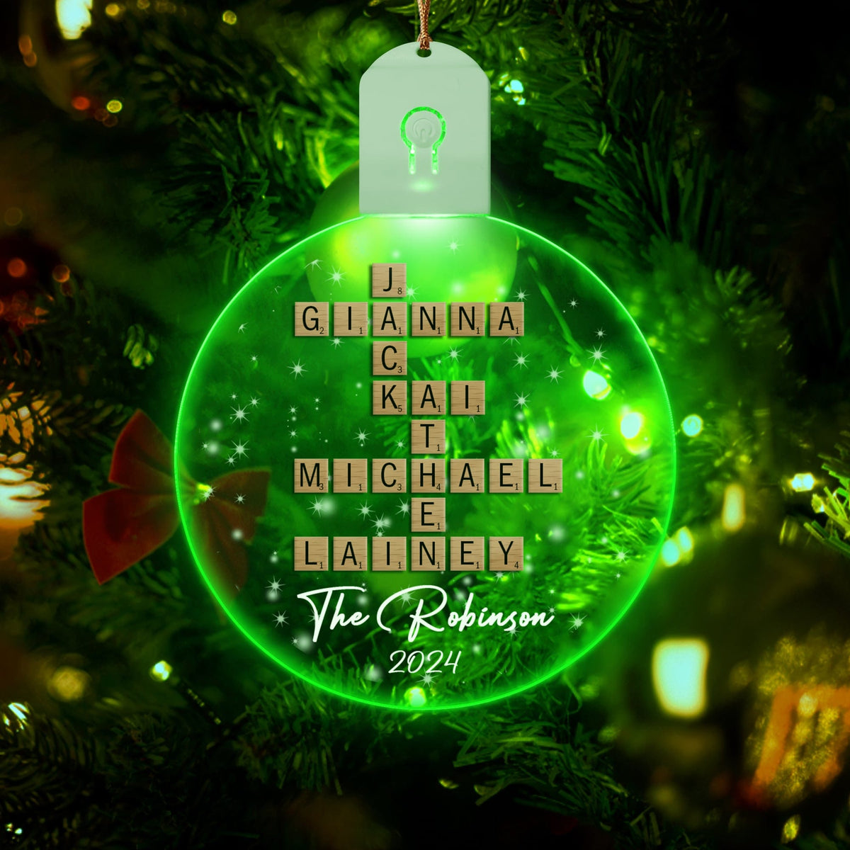 GeckoCustom Personalized Gift Family Letter Name Together Led Acrylic Ornament HA75 891863 3 inches
