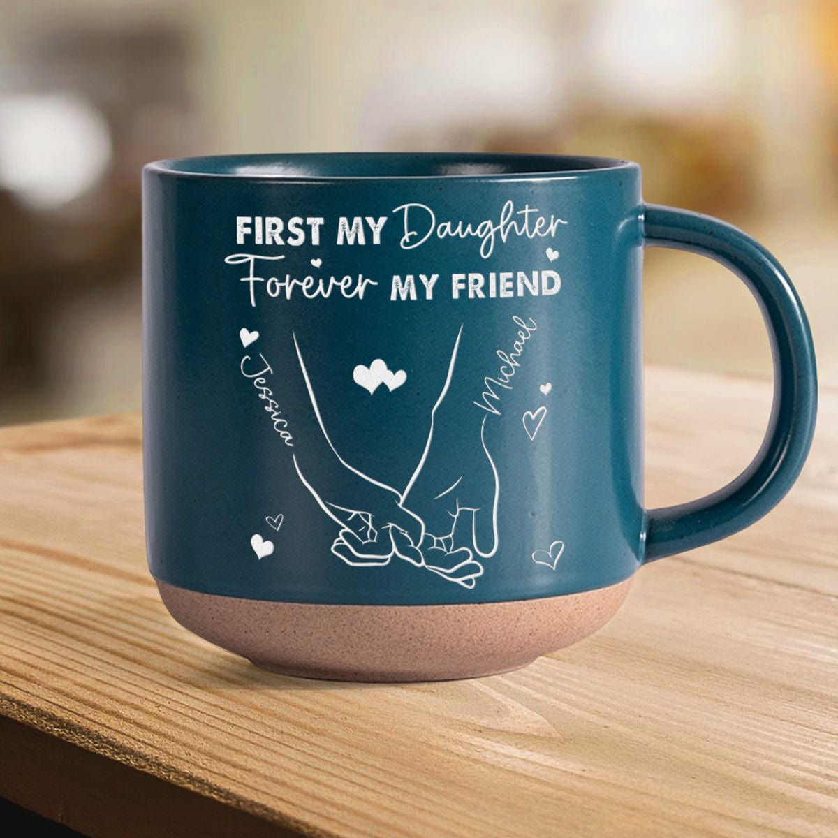 GeckoCustom Personalized Gift First My Daughter Forever My Friend Engraved Pottery Mug - Best Christmas Gift for Mom, Daughter HO82 891233