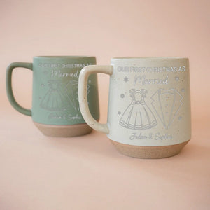 GeckoCustom Personalized Gift Here's To Cozy Morning Our First Christmas Engraved Pottery Mug For Couple LM32 891947