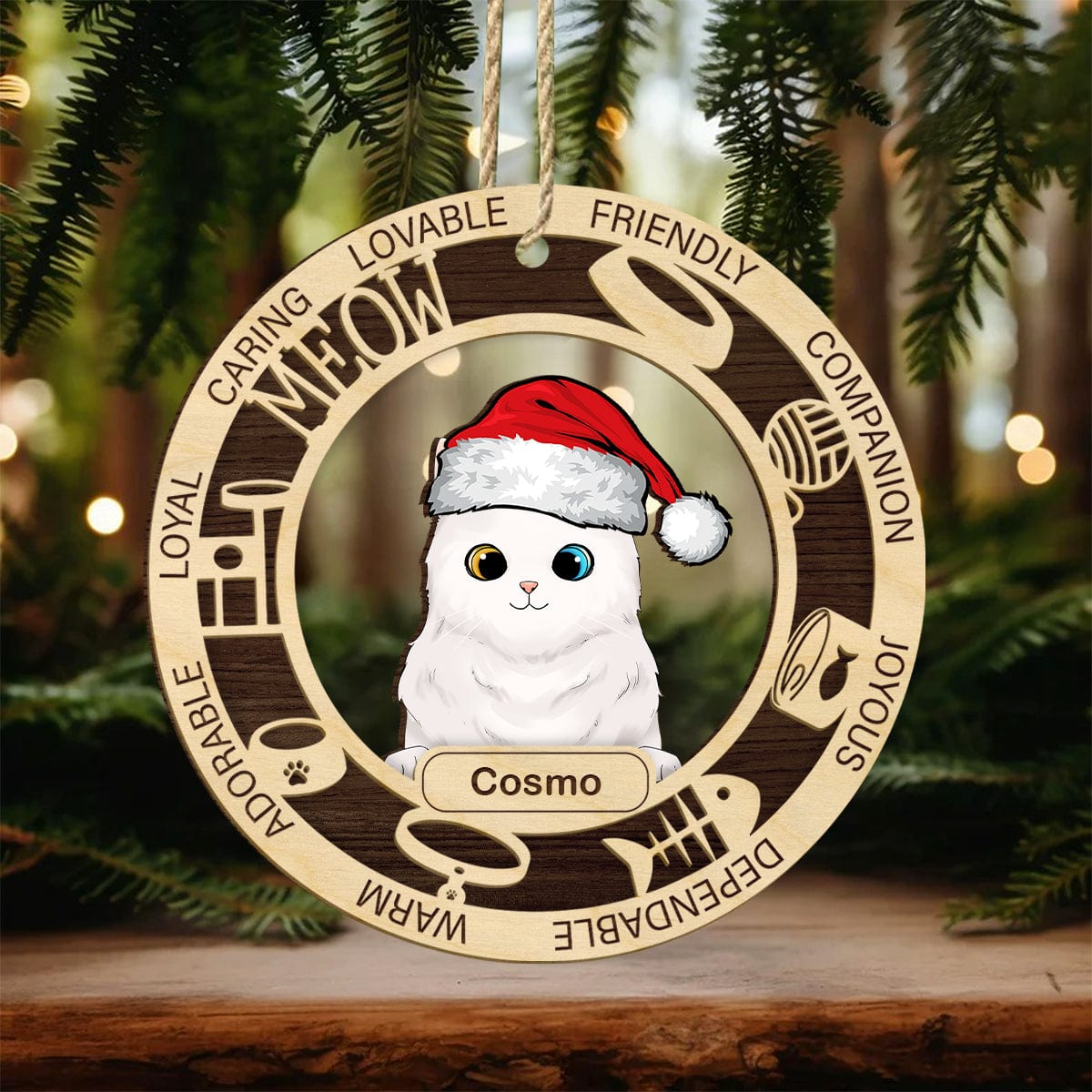 GeckoCustom Personalized Gift Lovable Friendly Funny Cat, Wooden Ornament For Cat Lover, Cat Mom and Cat Dad - Best Christmas Gift Idea HO82 891727 4"x4"