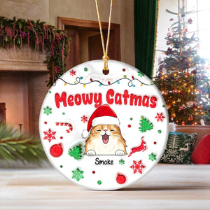 GeckoCustom Personalized Gift Meowy Catmas Cat 3D Inflated Effect Printed Ornament HA75 891817 3 inch