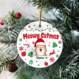 GeckoCustom Personalized Gift Meowy Catmas Cat 3D Inflated Effect Printed Ornament HA75 891817 3 inch