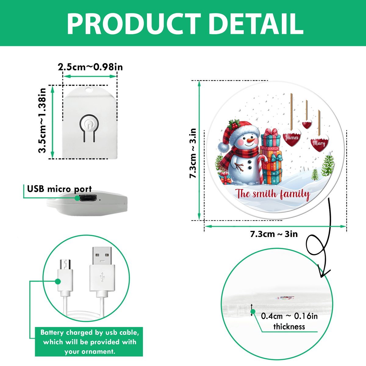 GeckoCustom Personalized Gift My Favorite Part Of Christmas Is Family Led Acrylic Ornament HA75 891903 3 inches