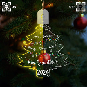 GeckoCustom Personalized Gift Our Grandkids Christmas Tree With Names Led Acrylic Ornament HA75 891907 3 inches