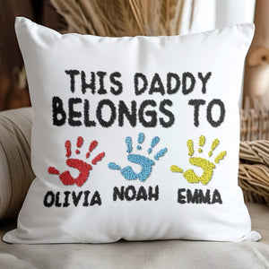 GeckoCustom Personalized Gift This Daddy Belongs To Handprint Kids Name Embroidery Pillow TH10 891765