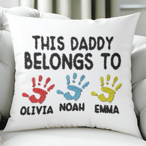 GeckoCustom Personalized Gift This Daddy Belongs To Handprint Kids Name Embroidery Pillow TH10 891765