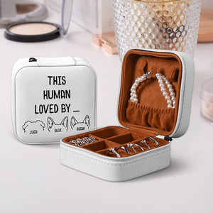 GeckoCustom Personalized Gift This Human Belongs To Engraved Leather Jewelry Travel Box For Dog Cat Lovers HO82 891831 10.6*10.2*6cm / PU Leather & Pearl Velvet