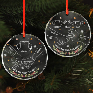 GeckoCustom Personalized Gift You And Me And The Dogs Holding Hands Christmas Glass Ornament HA75 891865 3 inch