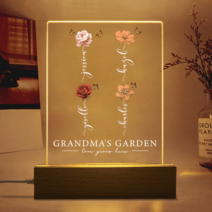 GeckoCustom Personalized Grandma's Garden Love Grows Mother's Day Acrylic Plaque LED Night Light LM32 893107 Acrylic / 7.9"x4.5"