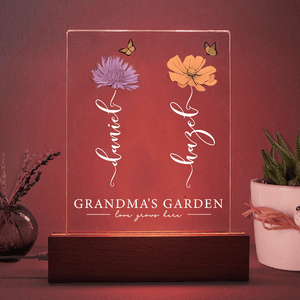 GeckoCustom Personalized Grandma's Garden Love Grows Mother's Day Acrylic Plaque LED Night Light LM32 893107 Acrylic / 7.9"x4.5"