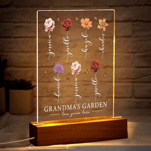 GeckoCustom Personalized Grandma's Garden Love Grows Mother's Day Acrylic Plaque LED Night Light LM32 893107 Acrylic / 7.9"x4.5"