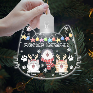 GeckoCustom Personalized Meowy Catmas Funny Cartoon Cats Led Light Ornament Funny Gift For Cat Lovers HO82 893338 3 inches