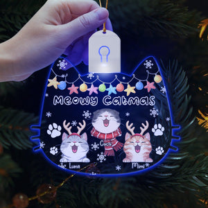 GeckoCustom Personalized Meowy Catmas Funny Cartoon Cats Led Light Ornament Funny Gift For Cat Lovers HO82 893338 3 inches