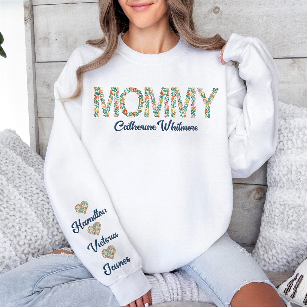 GeckoCustom Personalized Mom Flower To My World Sleeve Embroidered Sweatshirt LM32 893113