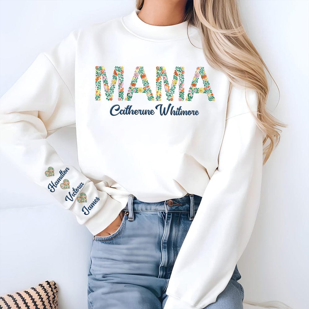 GeckoCustom Personalized Mom Flower To My World Sleeve Embroidered Sweatshirt LM32 893113