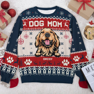 GeckoCustom Personalized Photo Dog Dad Dog Mom Ugly Sweater DA199 889929