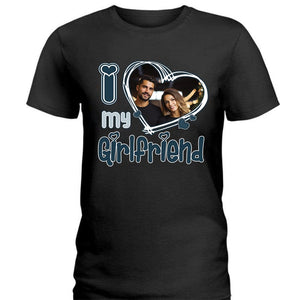 GeckoCustom Personalized Photo I Love Him/Her Valentine Dark Shirt DA199 890127 Premium Tee (Favorite) / P Black / S