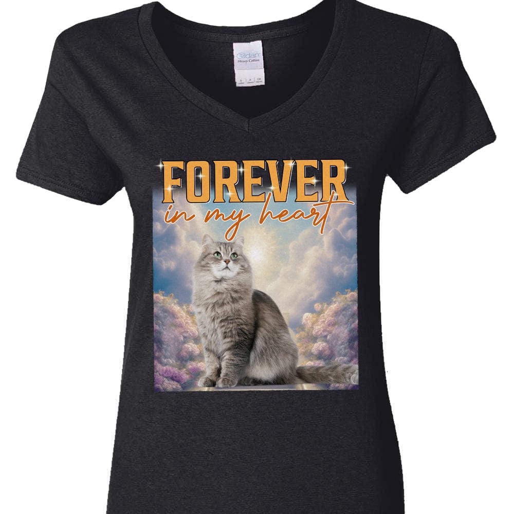 GeckoCustom Personalized Photo Retro Vintage Cat Portrait Shirt DA199 889683 Women V-neck / V Black / S