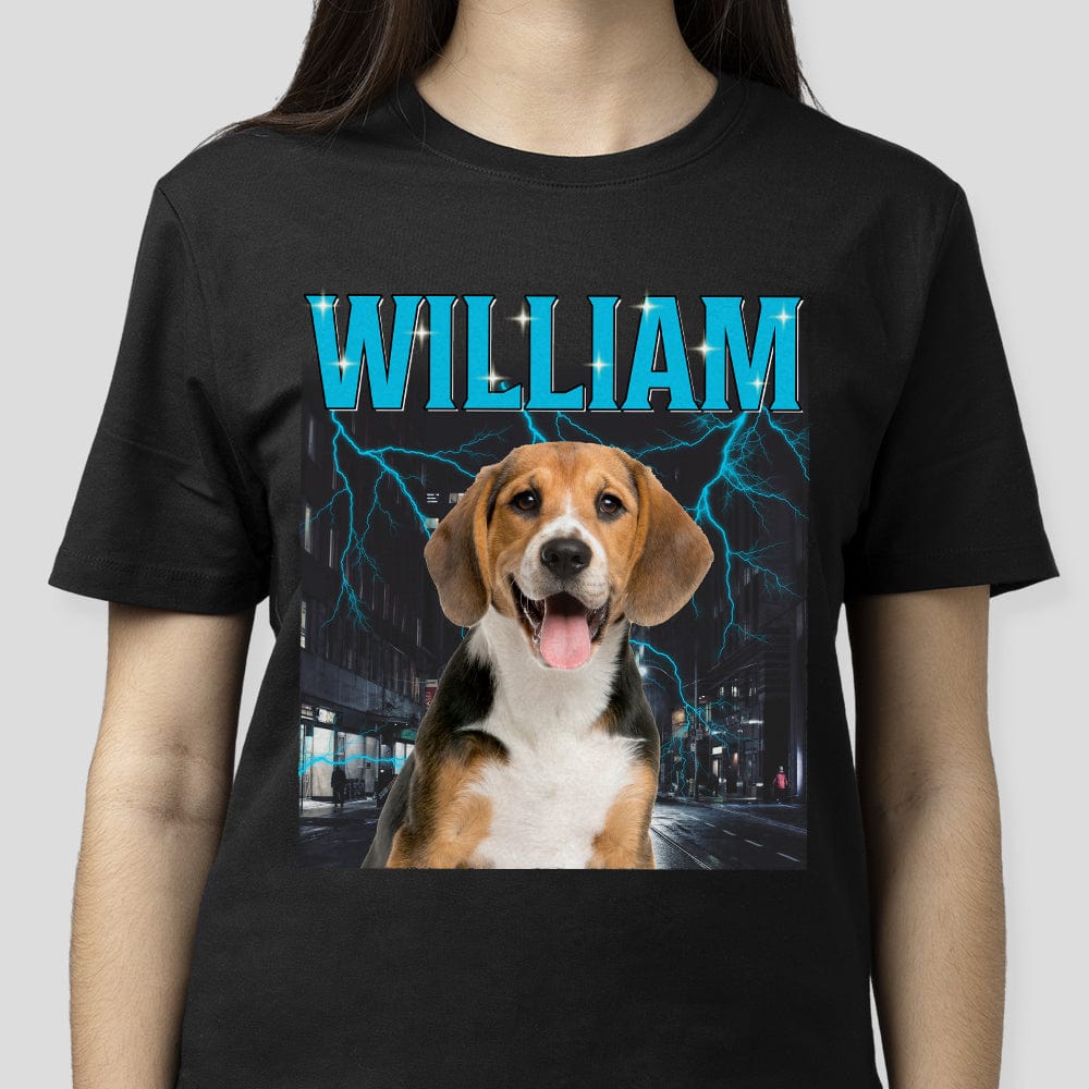 GeckoCustom Personalized Photo Retro Vintage Dog Portrait Shirt DA199 889681 Women Tee / Black Color / S