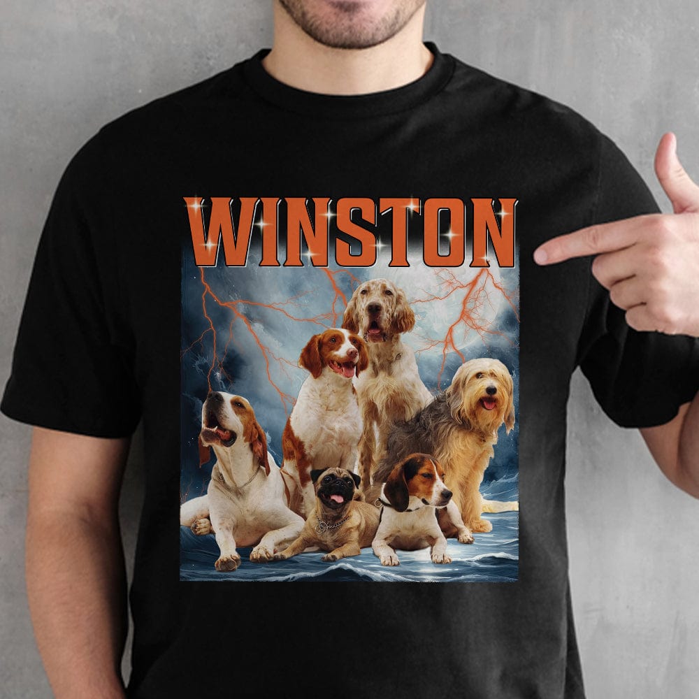 GeckoCustom Personalized Photo Retro Vintage Dog Portrait Shirt DA199 889681 Premium Tee (Favorite) / P Black / S