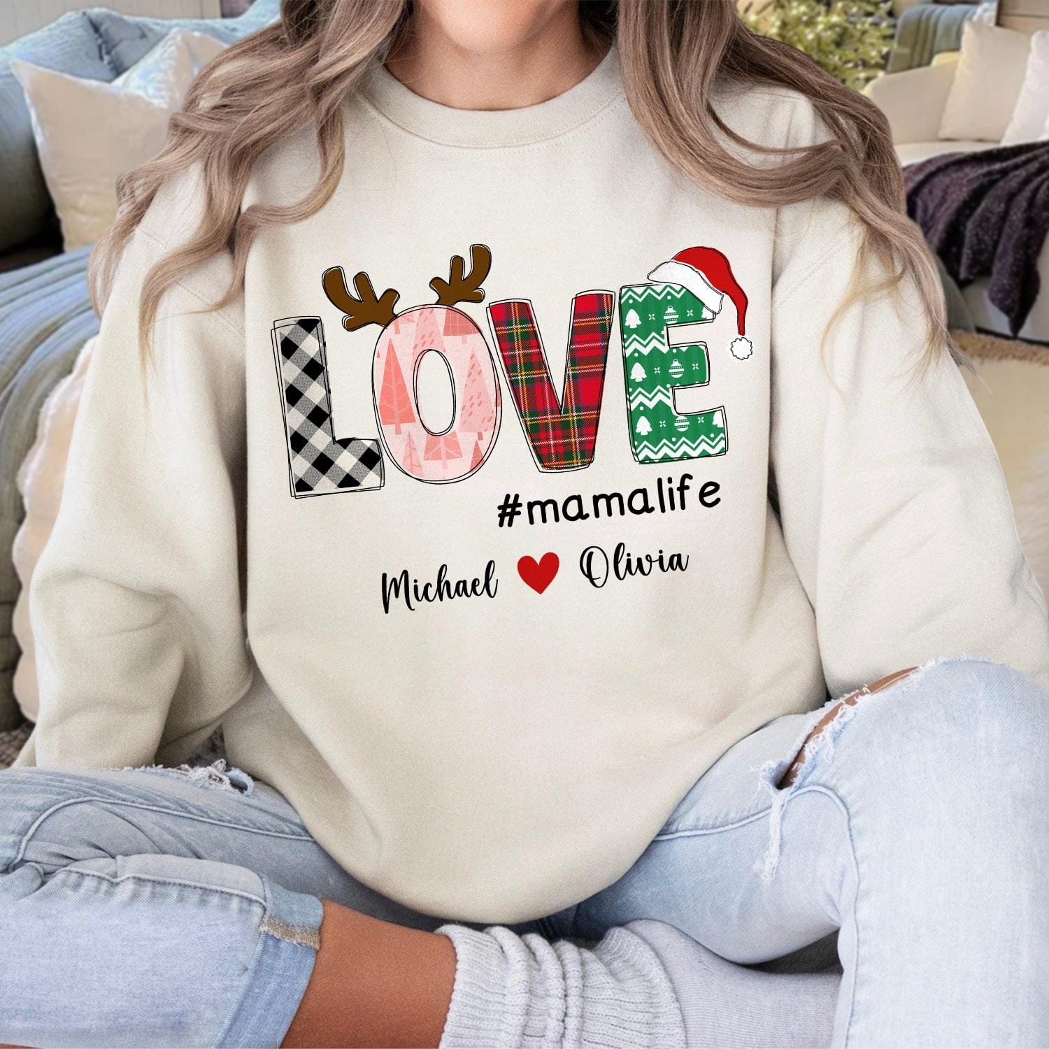 GeckoCustom Personalized Text Love Sweatshirt Mimi Applique And Grandkids - Best Gift For Family, Lover, Christmas Idea Gift HO82 891729