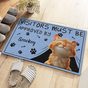 GeckoCustom Personalized Visitors Must Be Approved By This Cat, Gift For Cat Lovers Doormat HO82 893506