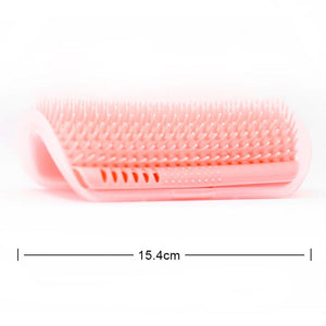 GeckoCustom Pet Brush Comb Play Cat Toy Softer Cat Self Groomer Massage Comb with Catnip Cat Face Scratcher for Kitten Puppy Cat Accessories Long PinK