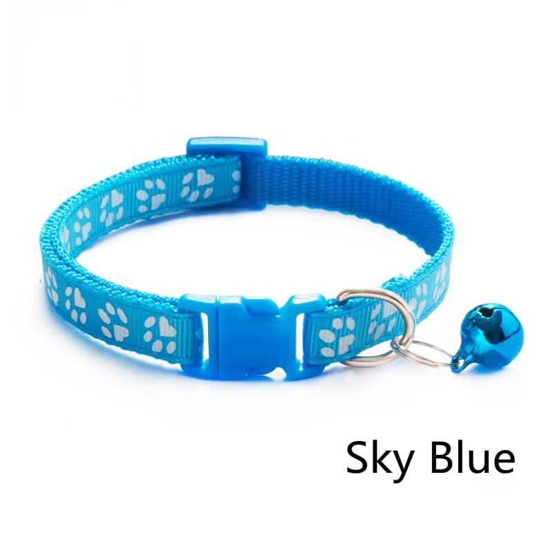 GeckoCustom Pet Collar With Bell Cartoon Footprint Colorful Dog Puppy Cat Accessories Kitten Collar Adjustable Safety Bell Ring Necklace Pet o