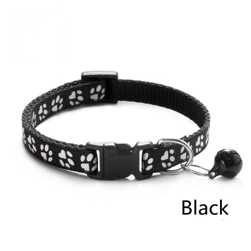 GeckoCustom Pet Collar With Bell Cartoon Footprint Colorful Dog Puppy Cat Accessories Kitten Collar Adjustable Safety Bell Ring Necklace Pet w