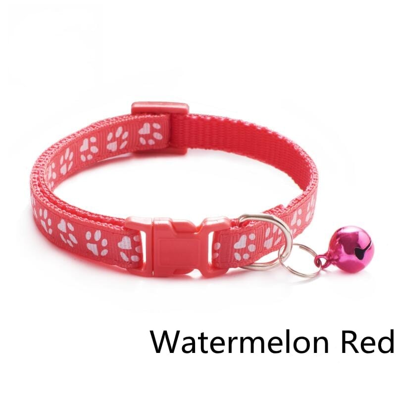 GeckoCustom Pet Collar With Bell Cartoon Footprint Colorful Dog Puppy Cat Accessories Kitten Collar Adjustable Safety Bell Ring Necklace Pet t