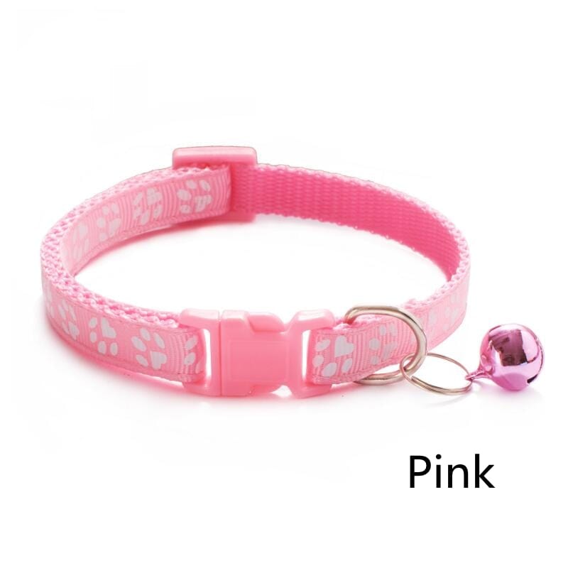 GeckoCustom Pet Collar With Bell Cartoon Footprint Colorful Dog Puppy Cat Accessories Kitten Collar Adjustable Safety Bell Ring Necklace Pet q