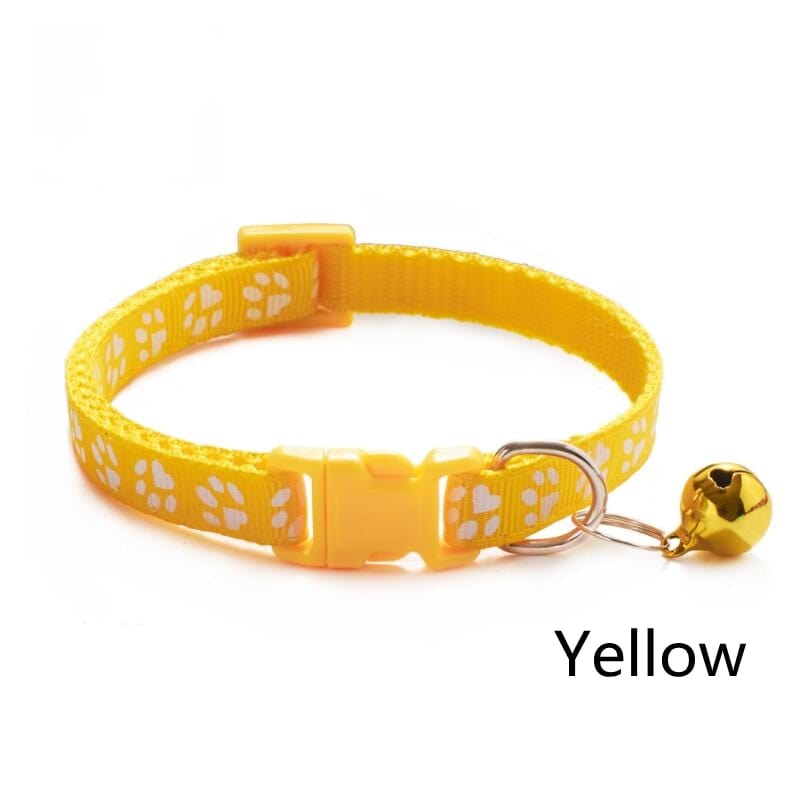 GeckoCustom Pet Collar With Bell Cartoon Footprint Colorful Dog Puppy Cat Accessories Kitten Collar Adjustable Safety Bell Ring Necklace Pet u