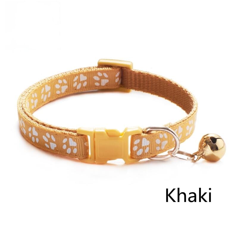 GeckoCustom Pet Collar With Bell Cartoon Footprint Colorful Dog Puppy Cat Accessories Kitten Collar Adjustable Safety Bell Ring Necklace Pet j