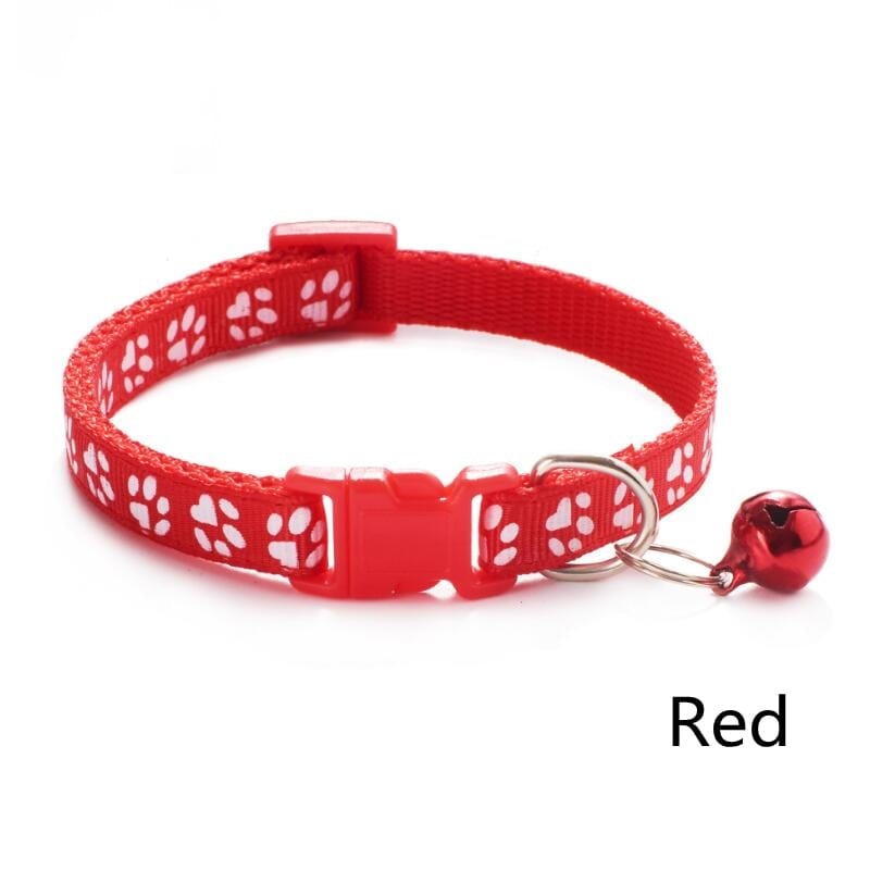 GeckoCustom Pet Collar With Bell Cartoon Footprint Colorful Dog Puppy Cat Accessories Kitten Collar Adjustable Safety Bell Ring Necklace Pet r