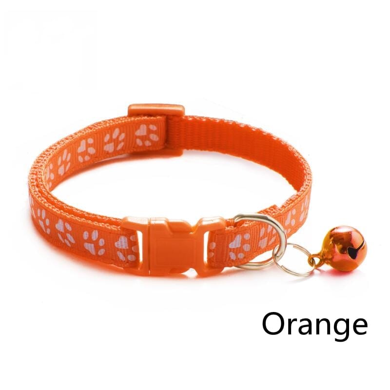 GeckoCustom Pet Collar With Bell Cartoon Footprint Colorful Dog Puppy Cat Accessories Kitten Collar Adjustable Safety Bell Ring Necklace Pet y