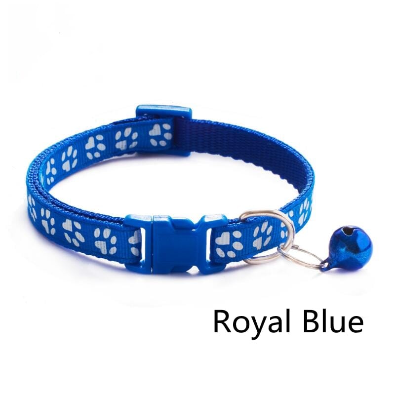 GeckoCustom Pet Collar With Bell Cartoon Footprint Colorful Dog Puppy Cat Accessories Kitten Collar Adjustable Safety Bell Ring Necklace Pet f