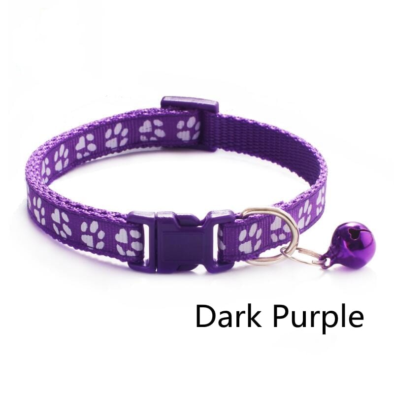GeckoCustom Pet Collar With Bell Cartoon Footprint Colorful Dog Puppy Cat Accessories Kitten Collar Adjustable Safety Bell Ring Necklace Pet h