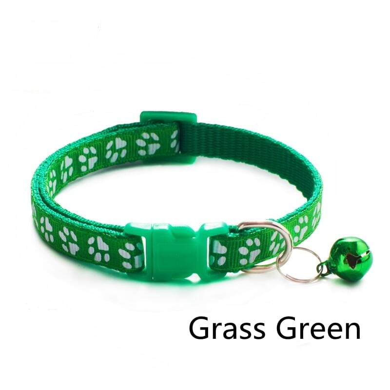 GeckoCustom Pet Collar With Bell Cartoon Footprint Colorful Dog Puppy Cat Accessories Kitten Collar Adjustable Safety Bell Ring Necklace Pet s