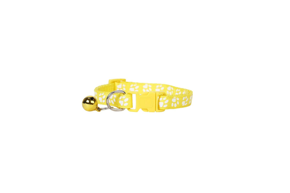 GeckoCustom Pet Collar With Bell Cartoon Footprint Colorful Dog Puppy Cat Accessories Kitten Collar Adjustable Safety Bell Ring Necklace Pet