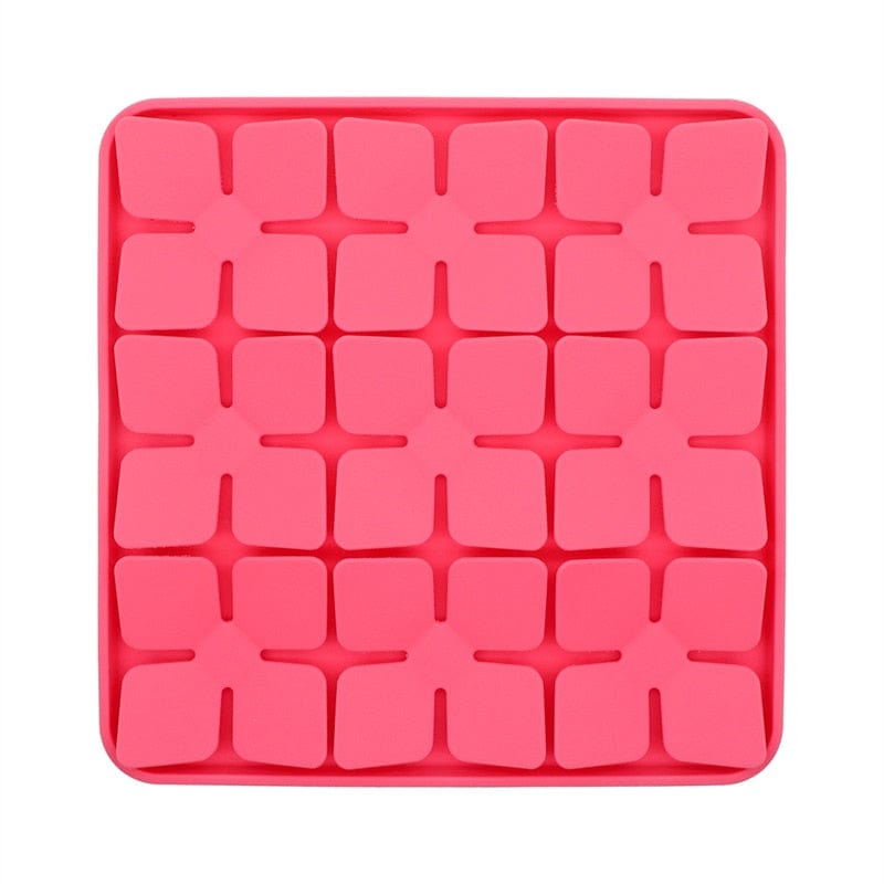 GeckoCustom Pet Dog Bowl Dog Slow Feeder Bowl Puppy Cat Slow Eating Dish Bowl Anti-chock Food Plate Feeding Dog Cat Food Bowl Pet Supplies Rose red Square