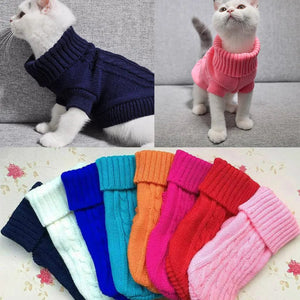 GeckoCustom Pet Dog Cat Clothing Winter Autumn Warm Cat Knitted Sweater Jumper Puppy Pug Coat Clothes Pullover Knitted Shirt Kitten Clothes