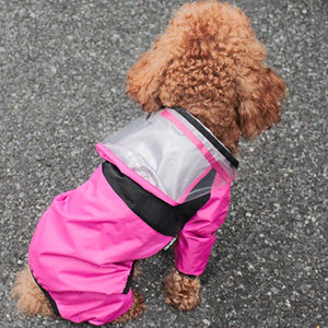 GeckoCustom Pet Dog Raincoat Transparent Hooded Jumpsuit Dogs Waterproof Coat Water Resistant Clothes for Dogs Cats Jacket Pet Supplies pink / XS