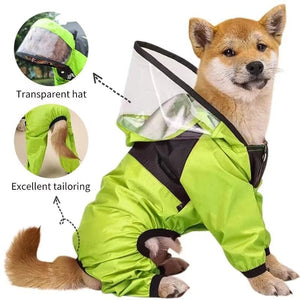 GeckoCustom Pet Dog Raincoat Transparent Hooded Jumpsuit Dogs Waterproof Coat Water Resistant Clothes for Dogs Cats Jacket Pet Supplies