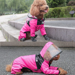 GeckoCustom Pet Dog Raincoat Transparent Hooded Jumpsuit Dogs Waterproof Coat Water Resistant Clothes for Dogs Cats Jacket Pet Supplies