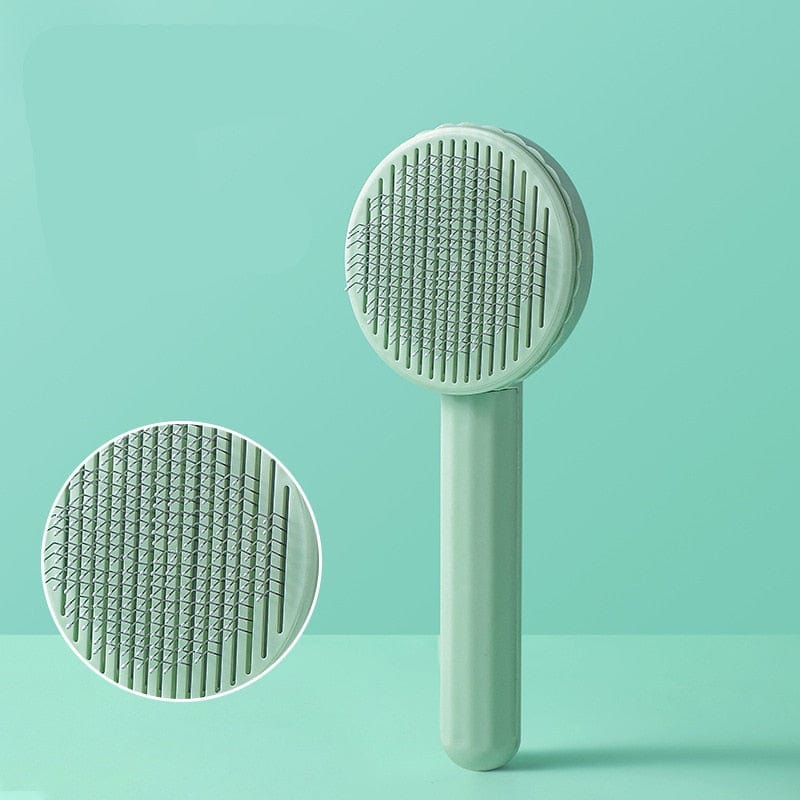GeckoCustom Pet Hair Removal Comb Cat Brush Self Cleaning Slicker Brush for Cats Dogs Hair Remover Scraper Pet Grooming Tool Cat Accessories green
